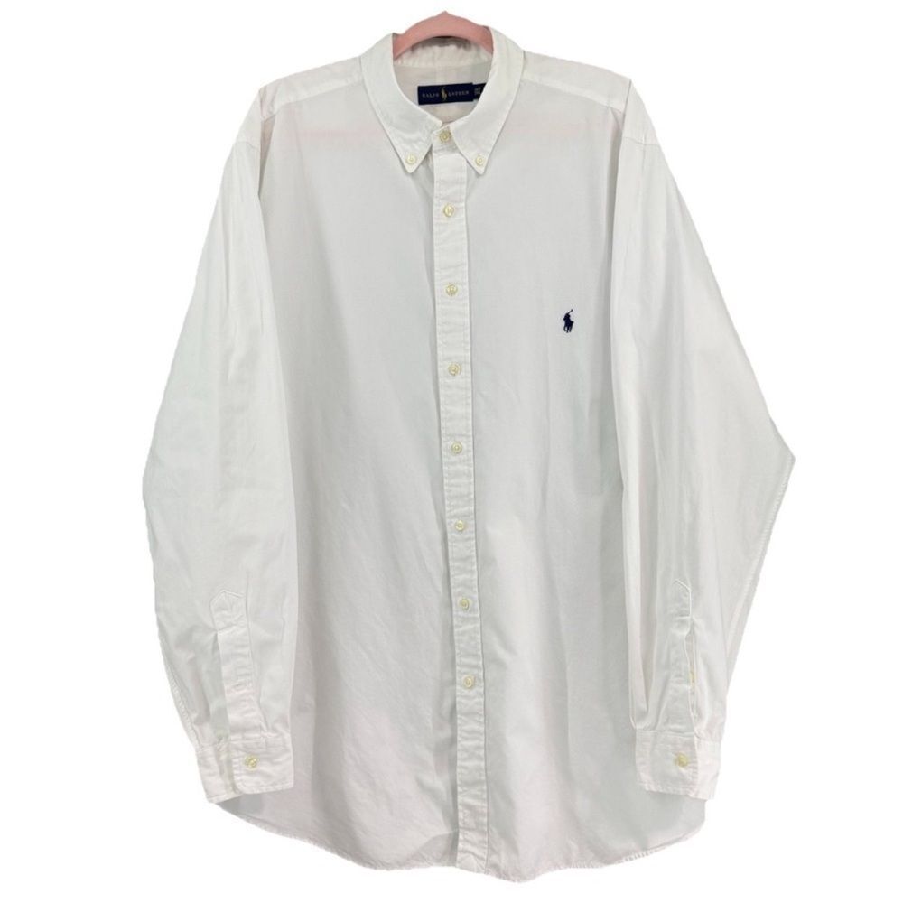 Polo Ralph Lauren Men's Classic Fit Pony Logo Button Up Dress Shirt White XL